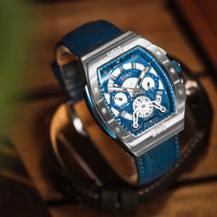 Patriot Blue Legend – Navy Blue Swiss Men's Watch with 316L Stainless Steel Case, K1 Crystal & Dual Time Movement