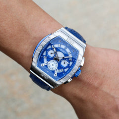 Patriot Blue Legend – Navy Blue Swiss Men's Watch with 316L Stainless Steel Case, K1 Crystal & Dual Time Movement