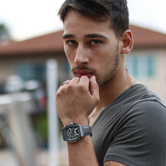 Patriot Gunbeast – Dark Grey Swiss Men's Watch with 316L Stainless Steel Case, K1 Crystal & Miyota Dual Time Movement