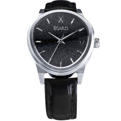 Egard Dali F2 Steel – Curved Silver Automatic Men's Watch with Seiko NH35 Movement, Sapphire Crystal & Leather Strap