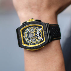 Egard Patriot Racer – Sport Inspired Black Men's Watch with 316L Stainless Steel Case, Miyota Dual Time Movement & K1 Crystal
