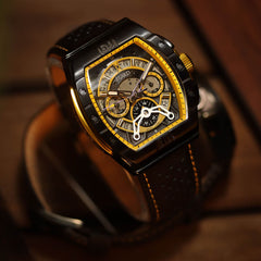 Egard Patriot Racer – Sport Inspired Black Men's Watch with 316L Stainless Steel Case, Miyota Dual Time Movement & K1 Crystal