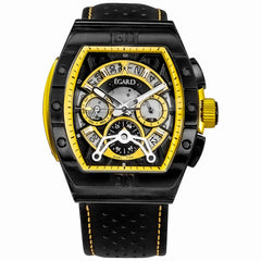 Egard Patriot Racer – Sport Inspired Black Men's Watch with 316L Stainless Steel Case, Miyota Dual Time Movement & K1 Crystal