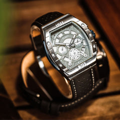 Patriot Steelmaker – Silver & Black Swiss Men's Watch with 316L Stainless Steel Case, K1 Crystal & Miyota Dual Time Movement