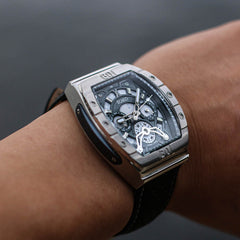 Patriot Steelmaker – Silver & Black Swiss Men's Watch with 316L Stainless Steel Case, K1 Crystal & Miyota Dual Time Movement